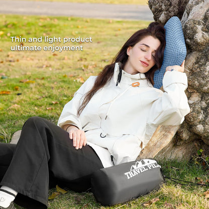 Travel Pillow Memory Foam Pillows, Camping Pillow-Compressible Medium Firm, Breathable Cover, Ideal Backpacking Hiking, Bed Pillows, Airplane and Car (Light Grey, S)