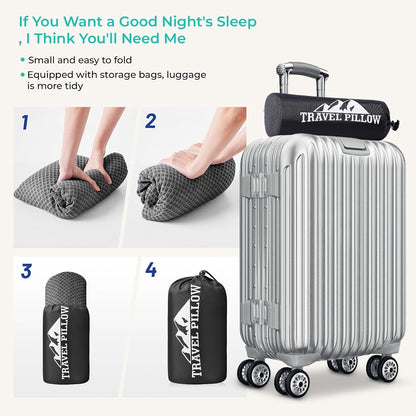 Travel Pillow Memory Foam Pillows, Camping Pillow-Compressible Medium Firm, Breathable Cover, Ideal Backpacking Hiking, Bed Pillows, Airplane and Car (Light Grey, S)