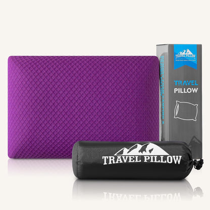Travel Pillow Memory Foam Pillows, Camping Pillow-Compressible Medium Firm, Breathable Cover, Ideal Backpacking Hiking, Bed Pillows, Airplane and Car (Light Grey, S)