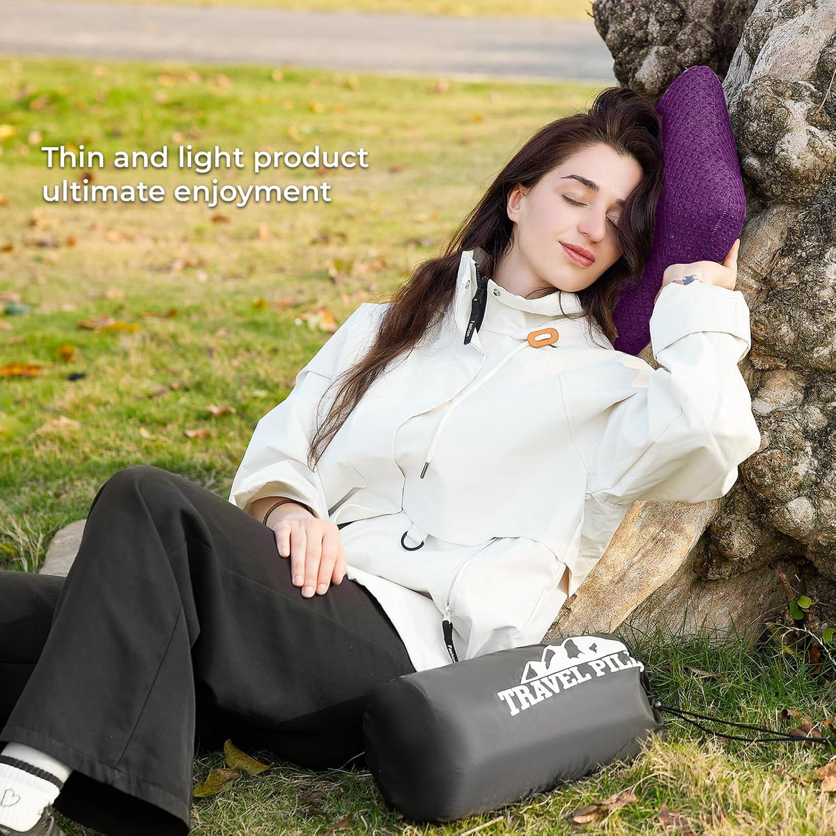 Travel Pillow Memory Foam Pillows, Camping Pillow-Compressible Medium Firm, Breathable Cover, Ideal Backpacking Hiking, Bed Pillows, Airplane and Car (Light Grey, S)