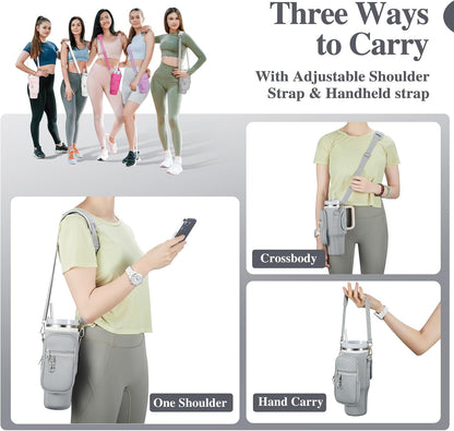 linmaya Water Bottle Carrier Bag for Stanley Cup 40/30oz with Phone Holder Pockets,Neoprene Water Bottle Cross-body Bag with Adjustable Shoulder & Hand Strap Stanley Cup Accessories