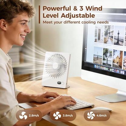 Desk Fan Small Rechargeable Battery Table Fans for travel Ultra Quiet