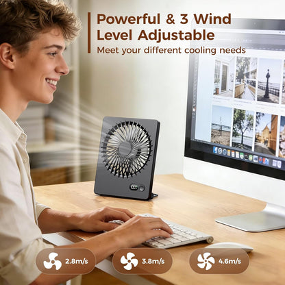 Desk Fan Small Rechargeable Battery Table Fans for travel Ultra Quiet