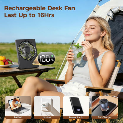 Desk Fan Small Rechargeable Battery Table Fans for travel Ultra Quiet