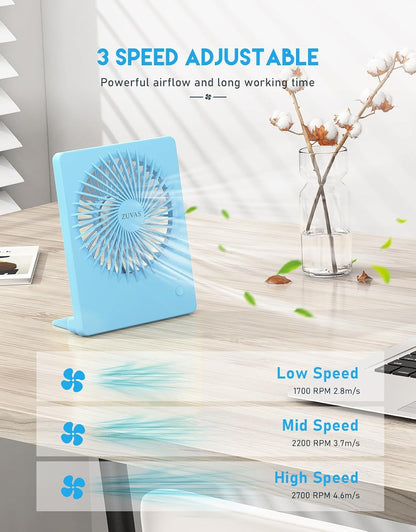 Desk Fan Small Rechargeable Battery Table Fans for travel Ultra Quiet