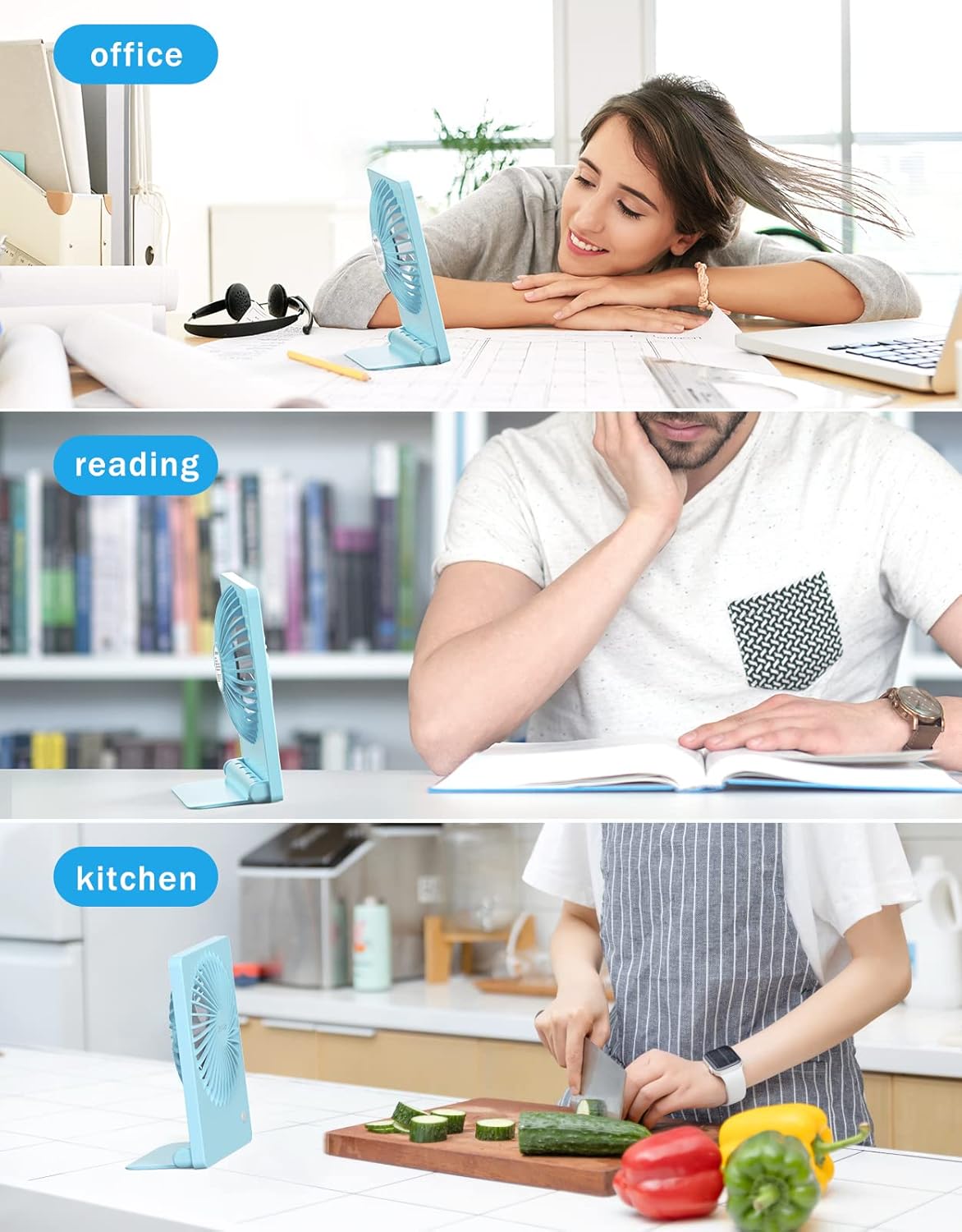 Desk Fan Small Rechargeable Battery Table Fans for travel Ultra Quiet