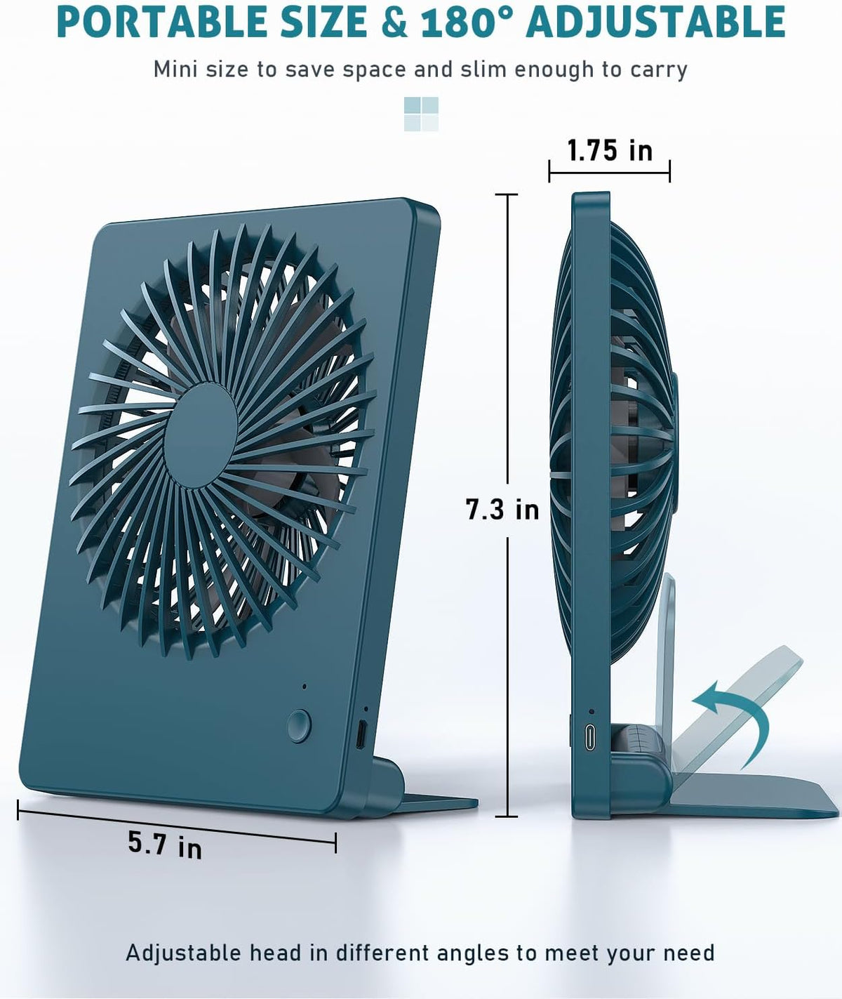 Desk Fan Small Rechargeable Battery Table Fans for travel Ultra Quiet