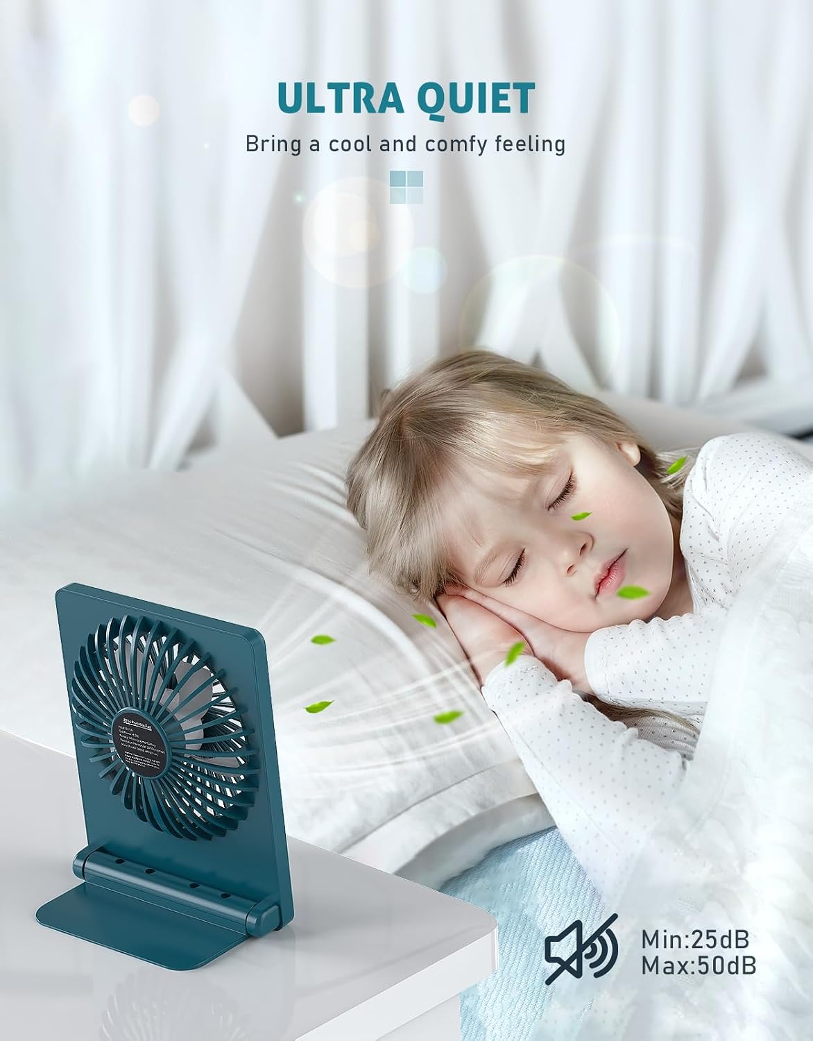 Desk Fan Small Rechargeable Battery Table Fans for travel Ultra Quiet