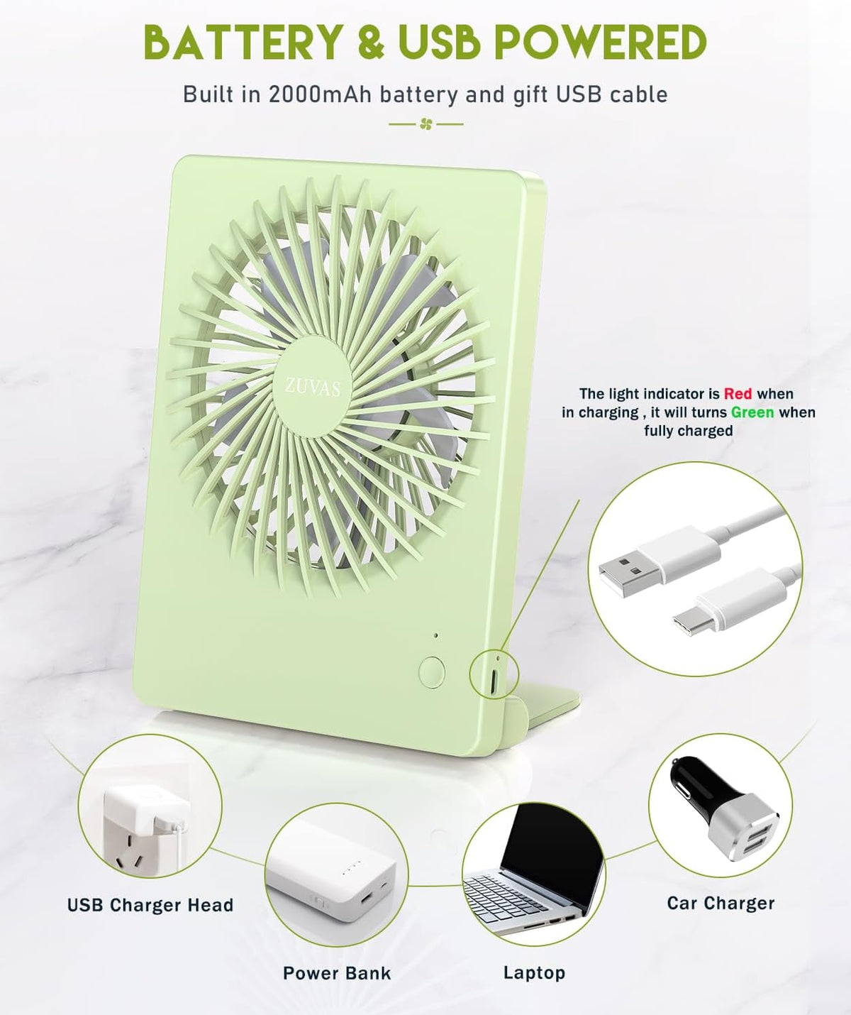 Desk Fan Small Rechargeable Battery Table Fans for travel Ultra Quiet