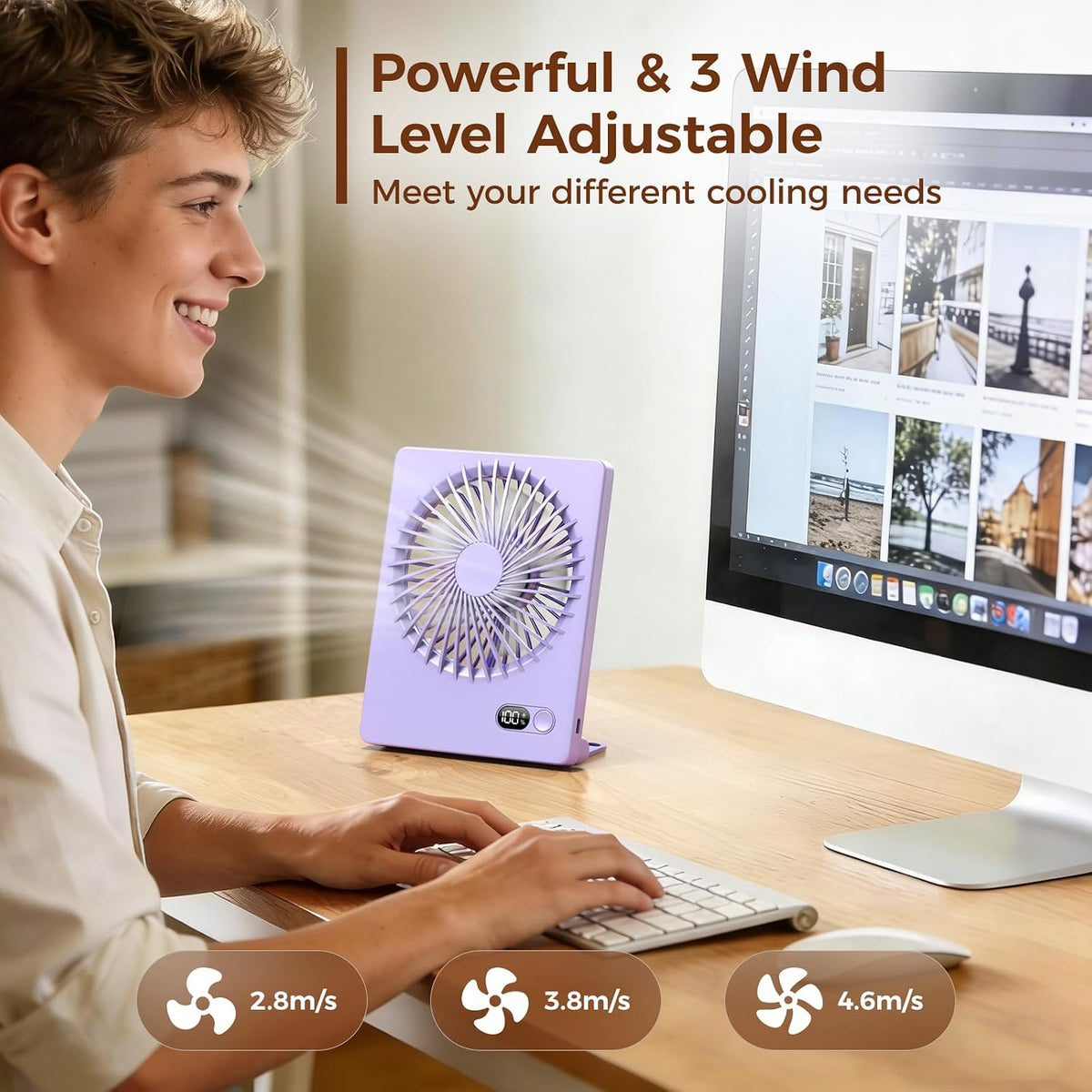 Desk Fan Small Rechargeable Battery Table Fans for travel Ultra Quiet