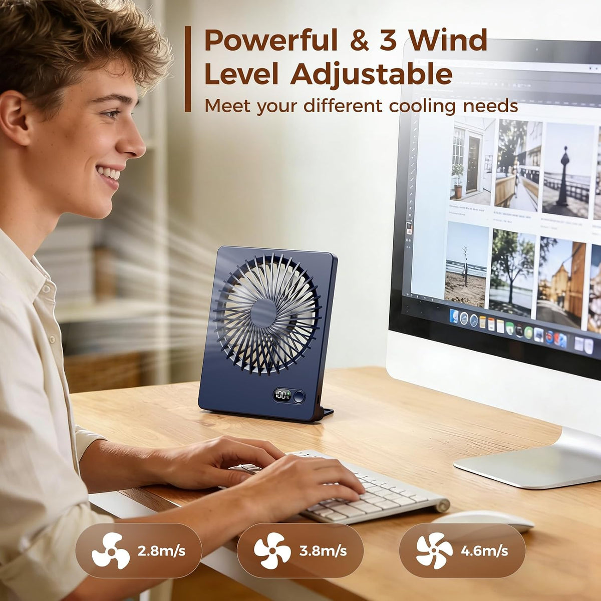 Desk Fan Small Rechargeable Battery Table Fans for travel Ultra Quiet
