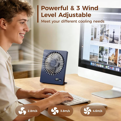 Desk Fan Small Rechargeable Battery Table Fans for travel Ultra Quiet