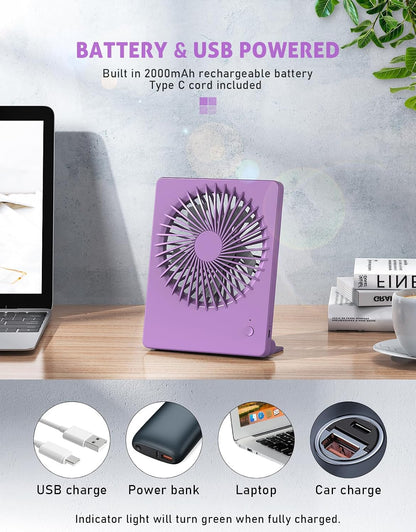 Desk Fan Small Rechargeable Battery Table Fans for travel Ultra Quiet