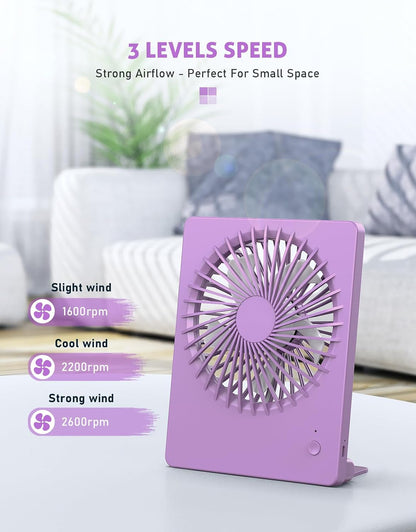 Desk Fan Small Rechargeable Battery Table Fans for travel Ultra Quiet