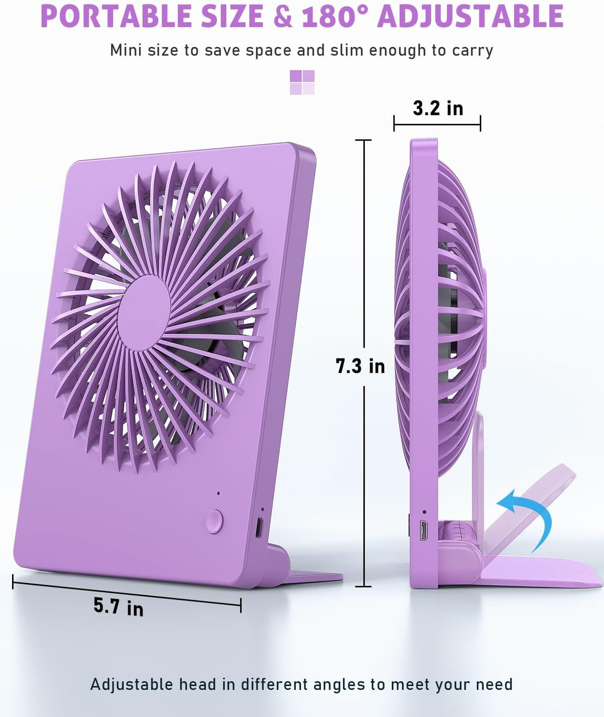 Desk Fan Small Rechargeable Battery Table Fans for travel Ultra Quiet