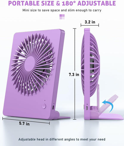 Desk Fan Small Rechargeable Battery Table Fans for travel Ultra Quiet