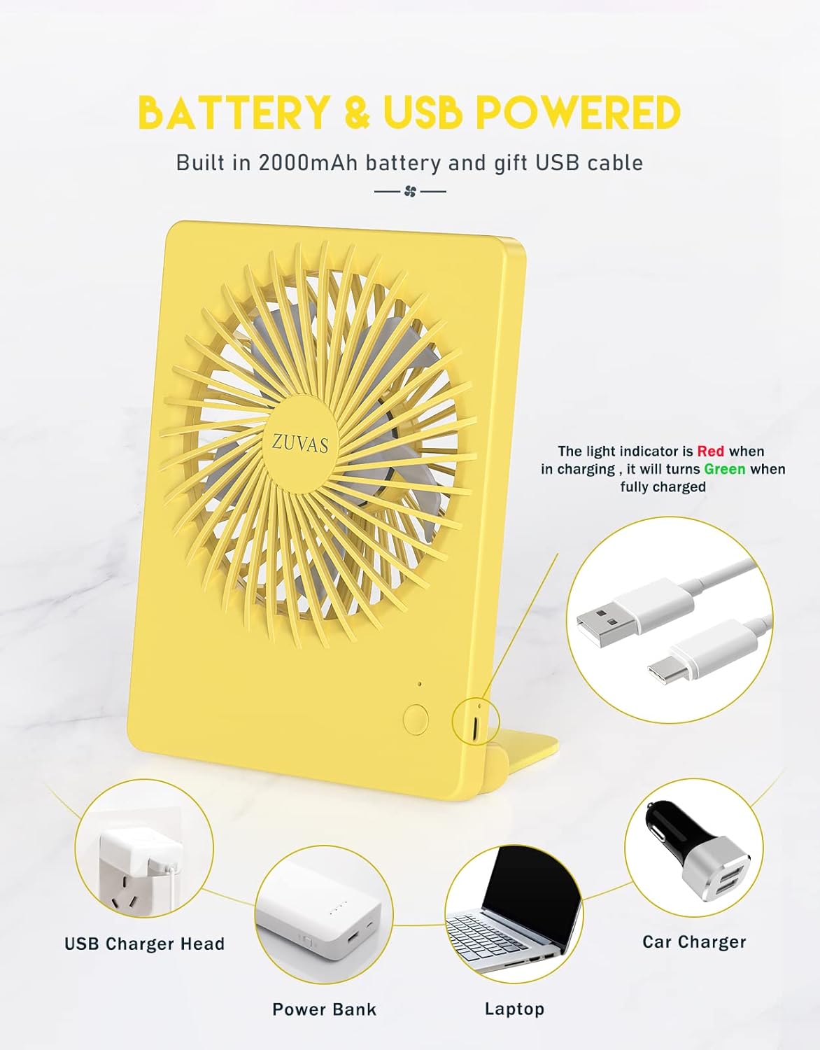 Desk Fan Small Rechargeable Battery Table Fans for travel Ultra Quiet