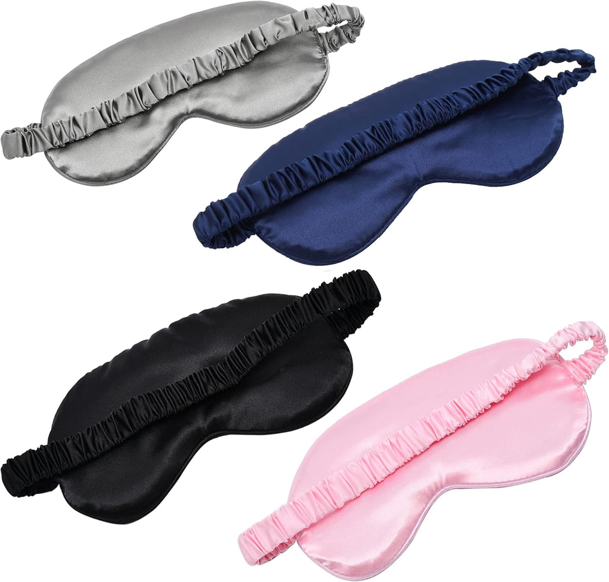 Sleep Mask 4 Pack Silk Eye Cover Soft Satin Blindfold Elastic Strap Night Eyeshade Travel Nap for Women Men