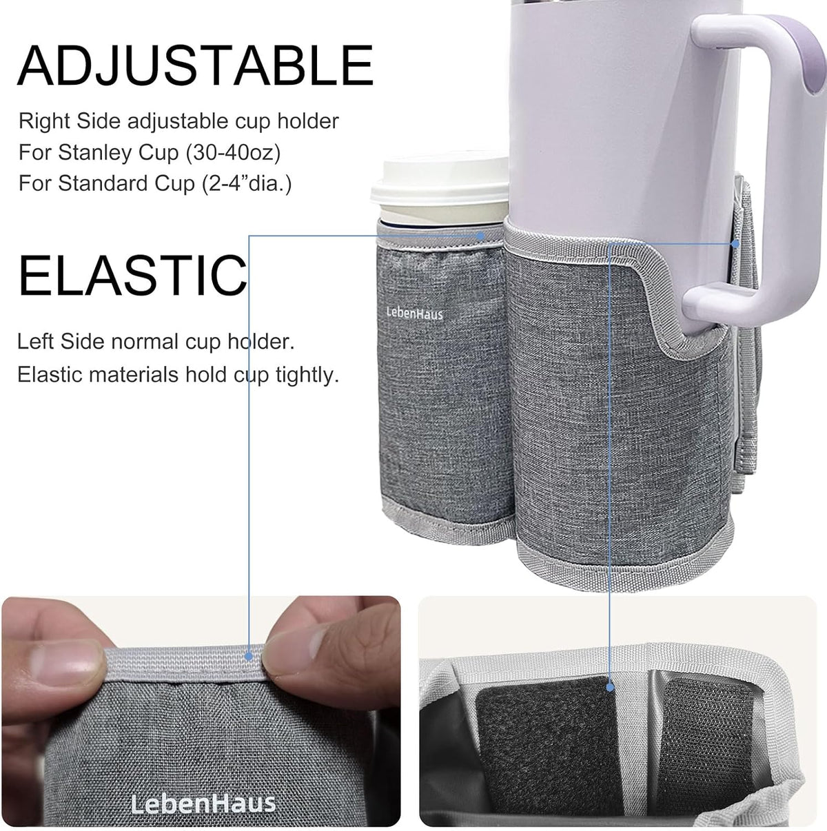2 in 1 Luggage Cup Holder for Suitcase Airplane Drink Carrier Travel Gray