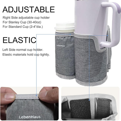 2 in 1 Luggage Cup Holder for Suitcase Airplane Drink Carrier Travel Gray