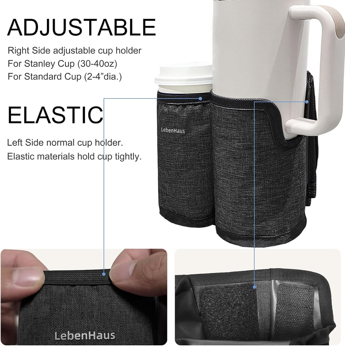 2 in 1 Luggage Cup Holder for Suitcase Airplane Drink Carrier Travel Gray