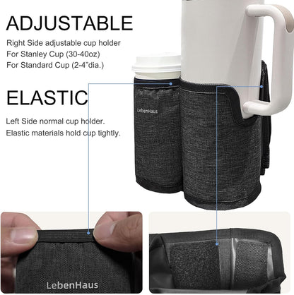 2 in 1 Luggage Cup Holder for Suitcase Airplane Drink Carrier Travel Gray