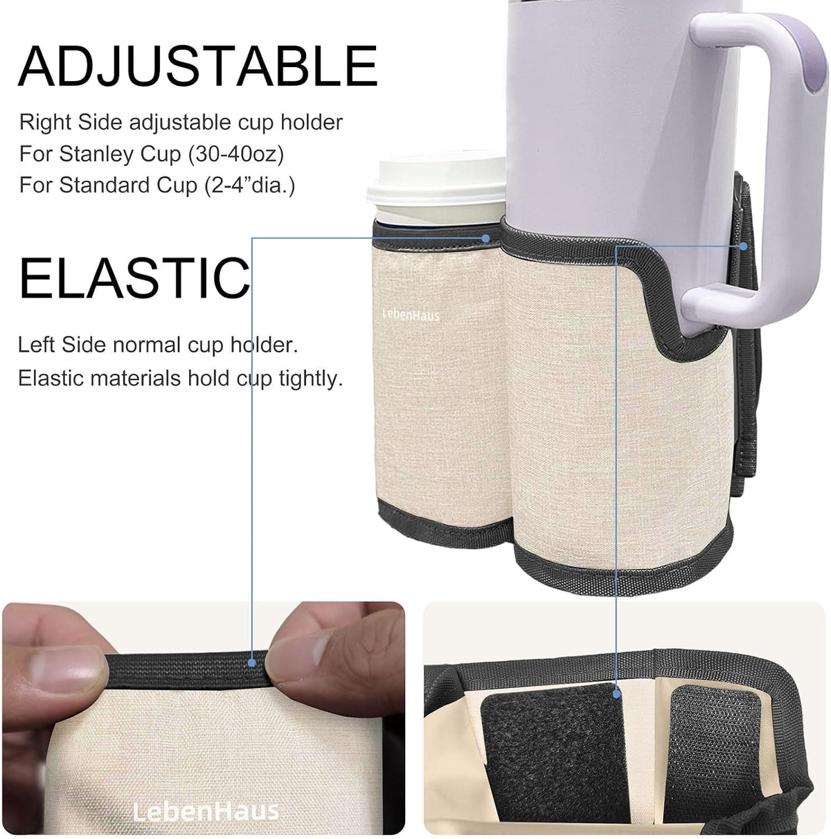 2 in 1 Luggage Cup Holder for Suitcase Airplane Drink Carrier Travel Gray