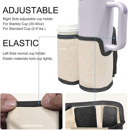 2 in 1 Luggage Cup Holder for Suitcase Airplane Drink Carrier Travel Gray