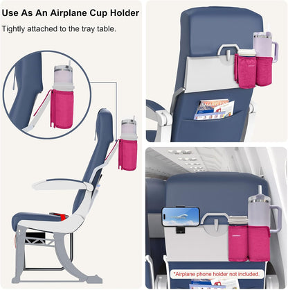 2 in 1 Luggage Cup Holder for Suitcase Airplane Drink Carrier Travel Gray