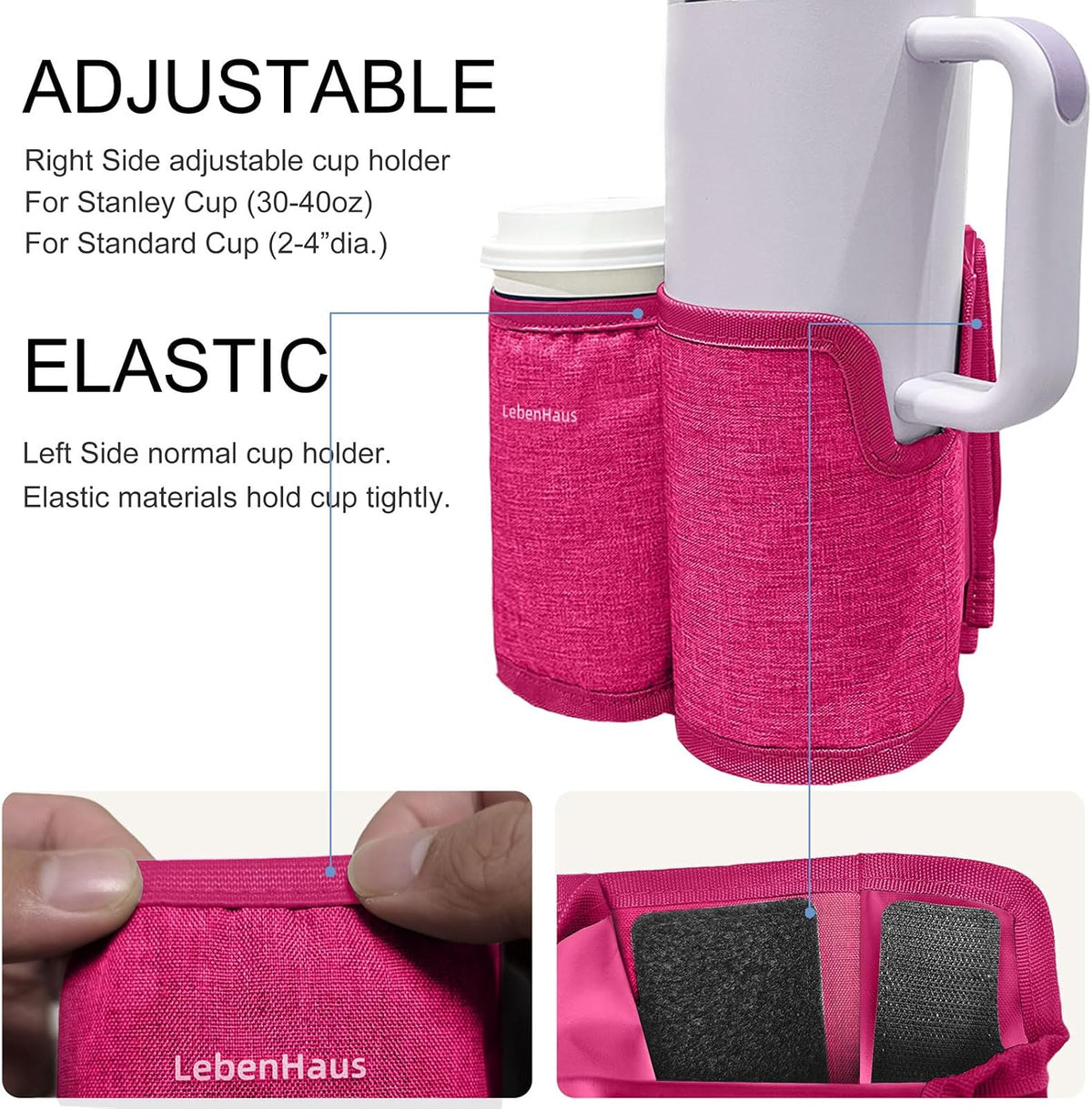 2 in 1 Luggage Cup Holder for Suitcase Airplane Drink Carrier Travel Gray