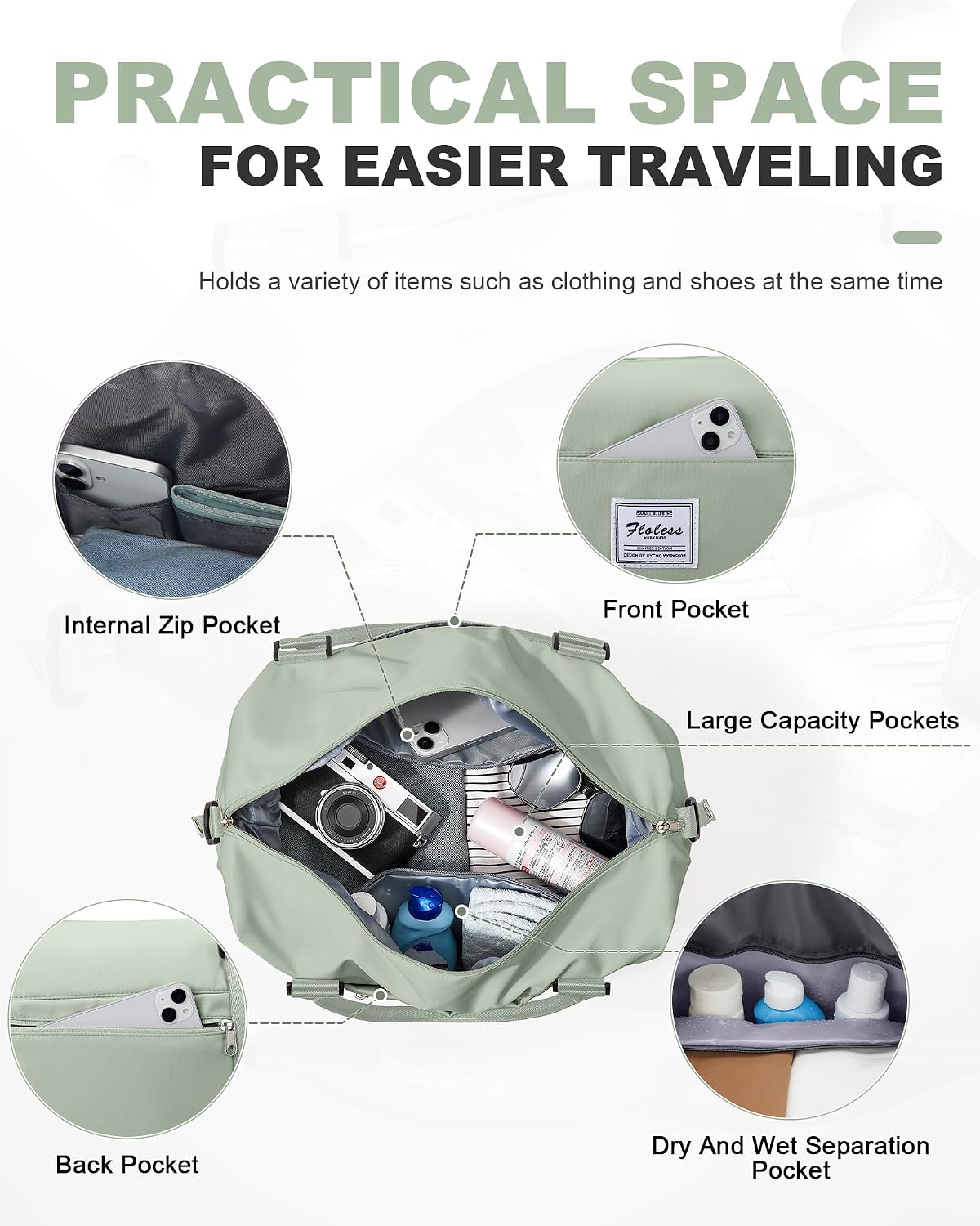 Travel Duffel Weekender Bag Women Tote Carry On Bags With Shoe Compartment - Colors A