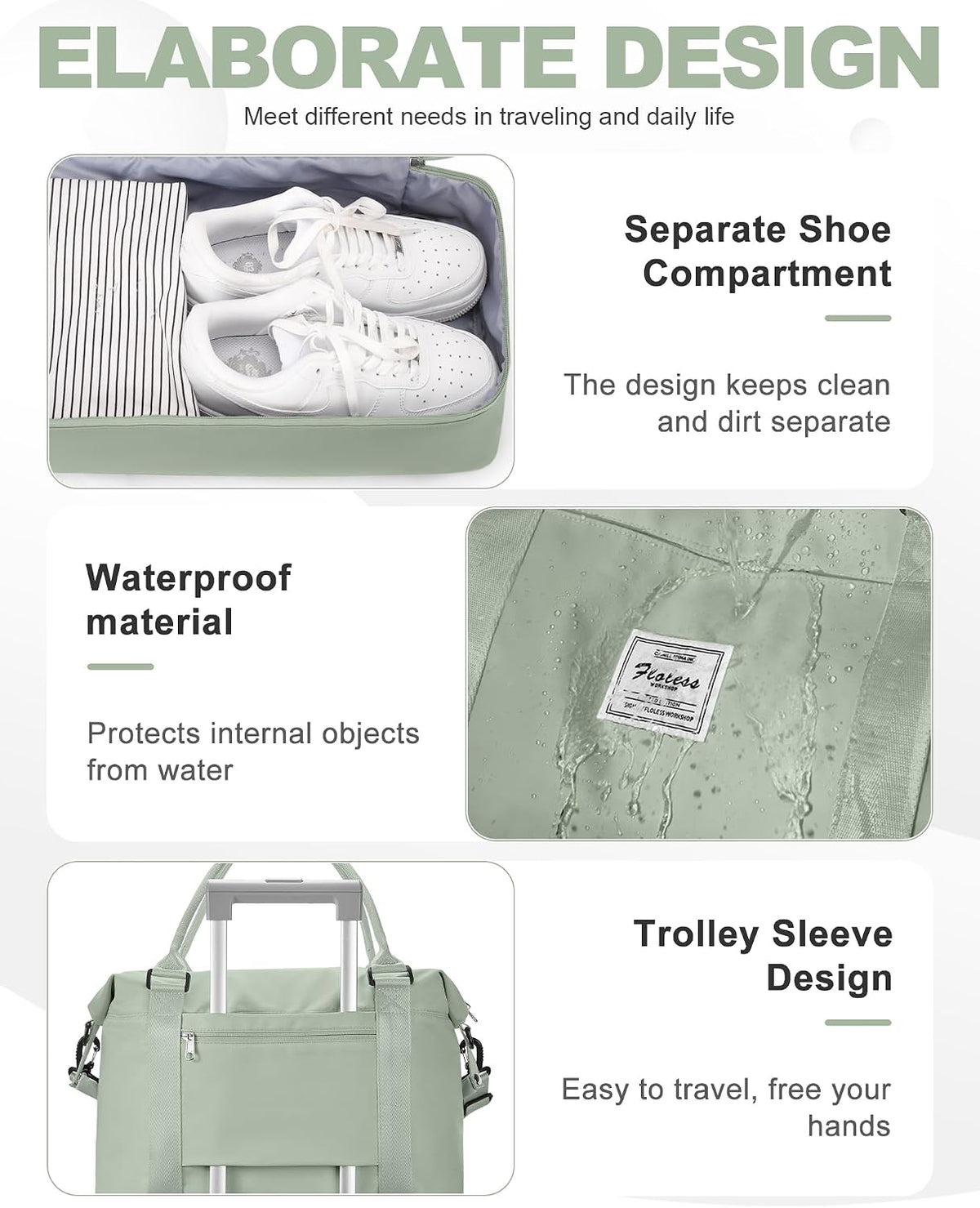 Travel Duffel Weekender Bag Women Tote Carry On Bags With Shoe Compartment - Colors A