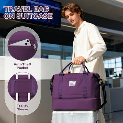 Travel Duffel Weekender Bag Women Tote Carry On Bags With Shoe Compartment - Colors A