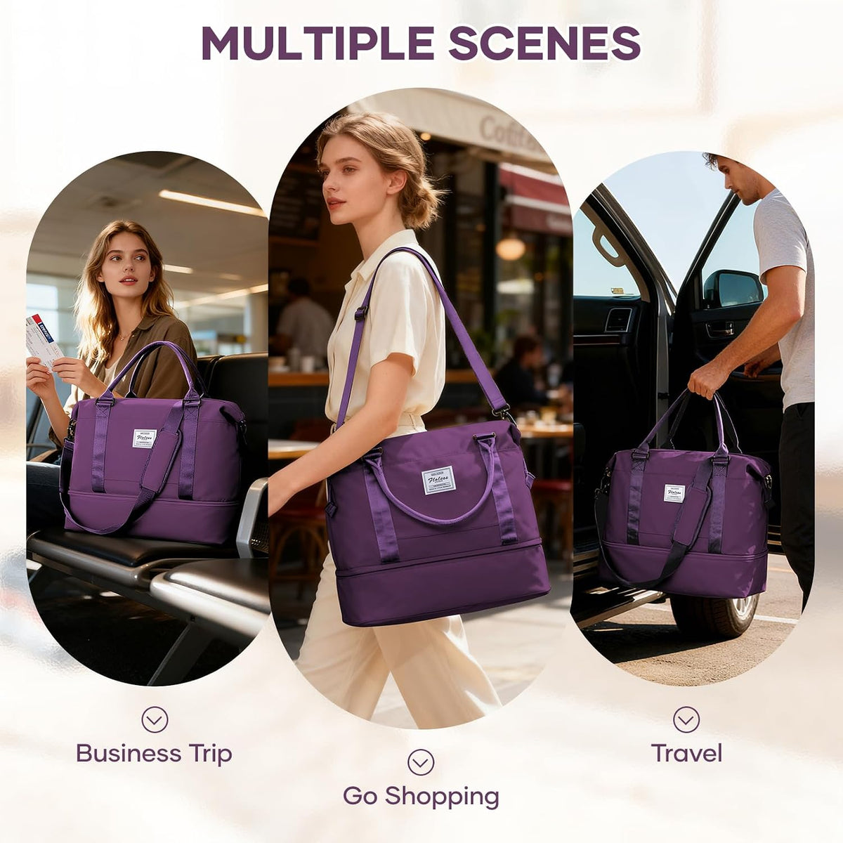 Travel Duffel Weekender Bag Women Tote Carry On Bags With Shoe Compartment - Colors A