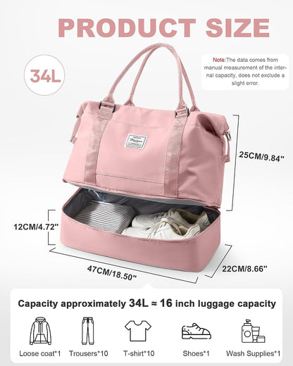 Travel Duffel Weekender Bag Women Tote Carry On Bags With Shoe Compartment - Colors A