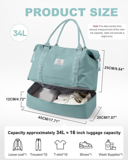 Travel Duffel Weekender Bag Women Tote Carry On Bags With Shoe Compartment - Colors A