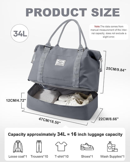 Travel Duffel Weekender Bag Women Tote Carry On Bags With Shoe Compartment - Colors A
