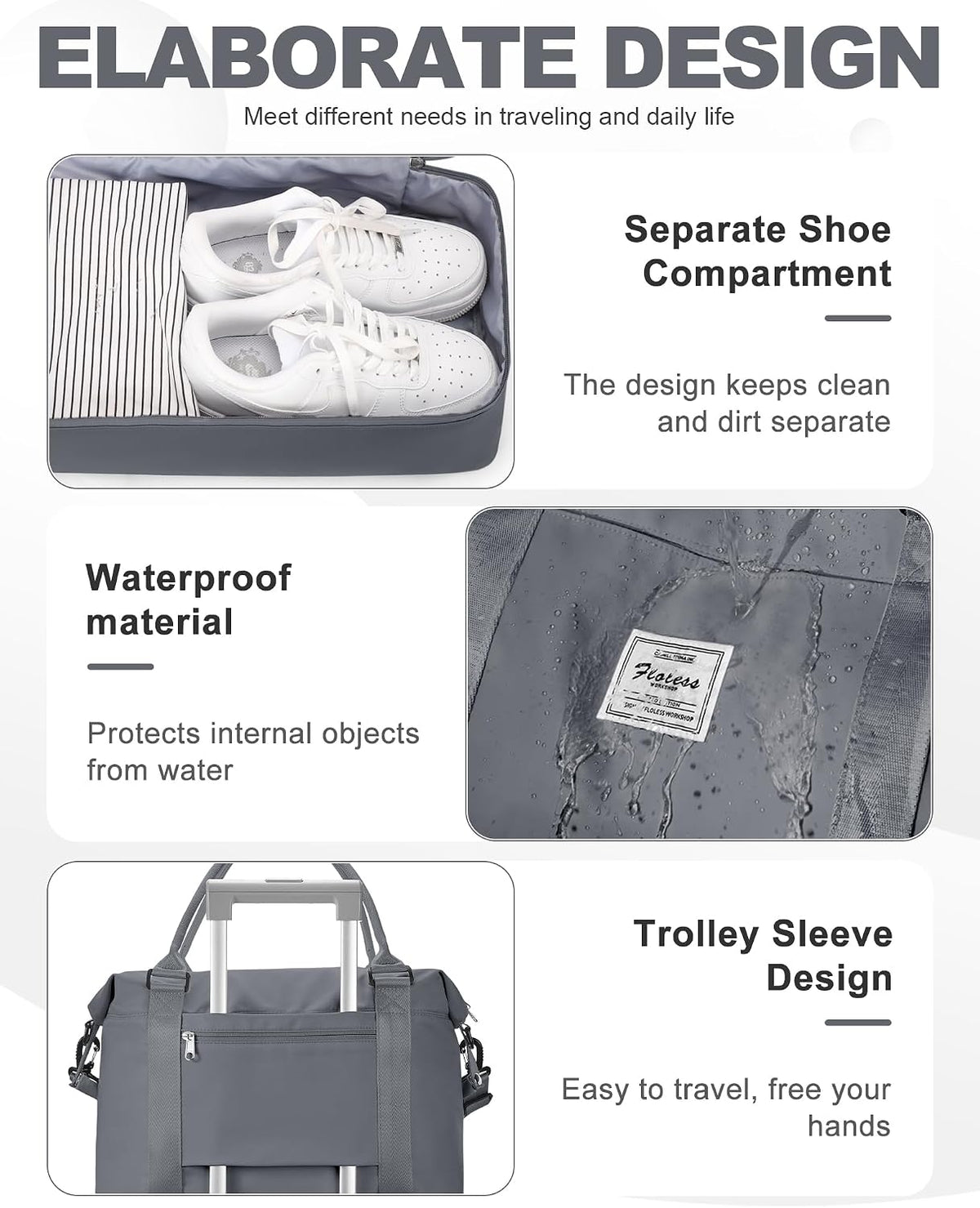 Travel Duffel Weekender Bag Women Tote Carry On Bags With Shoe Compartment - Colors A
