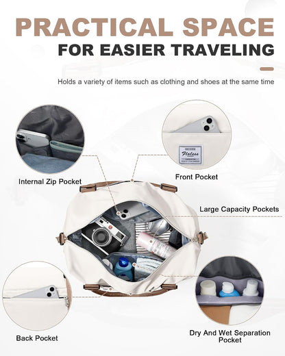 Travel Duffel Weekender Bag Women Tote Carry On Bags With Shoe Compartment - Colors A