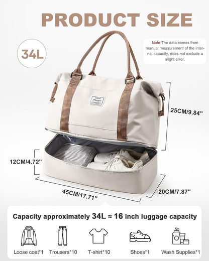 Travel Duffel Weekender Bag Women Tote Carry On Bags With Shoe Compartment - Colors A