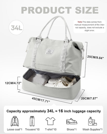 Travel Duffel Weekender Bag Women Tote Carry On Bags With Shoe Compartment - Colors A