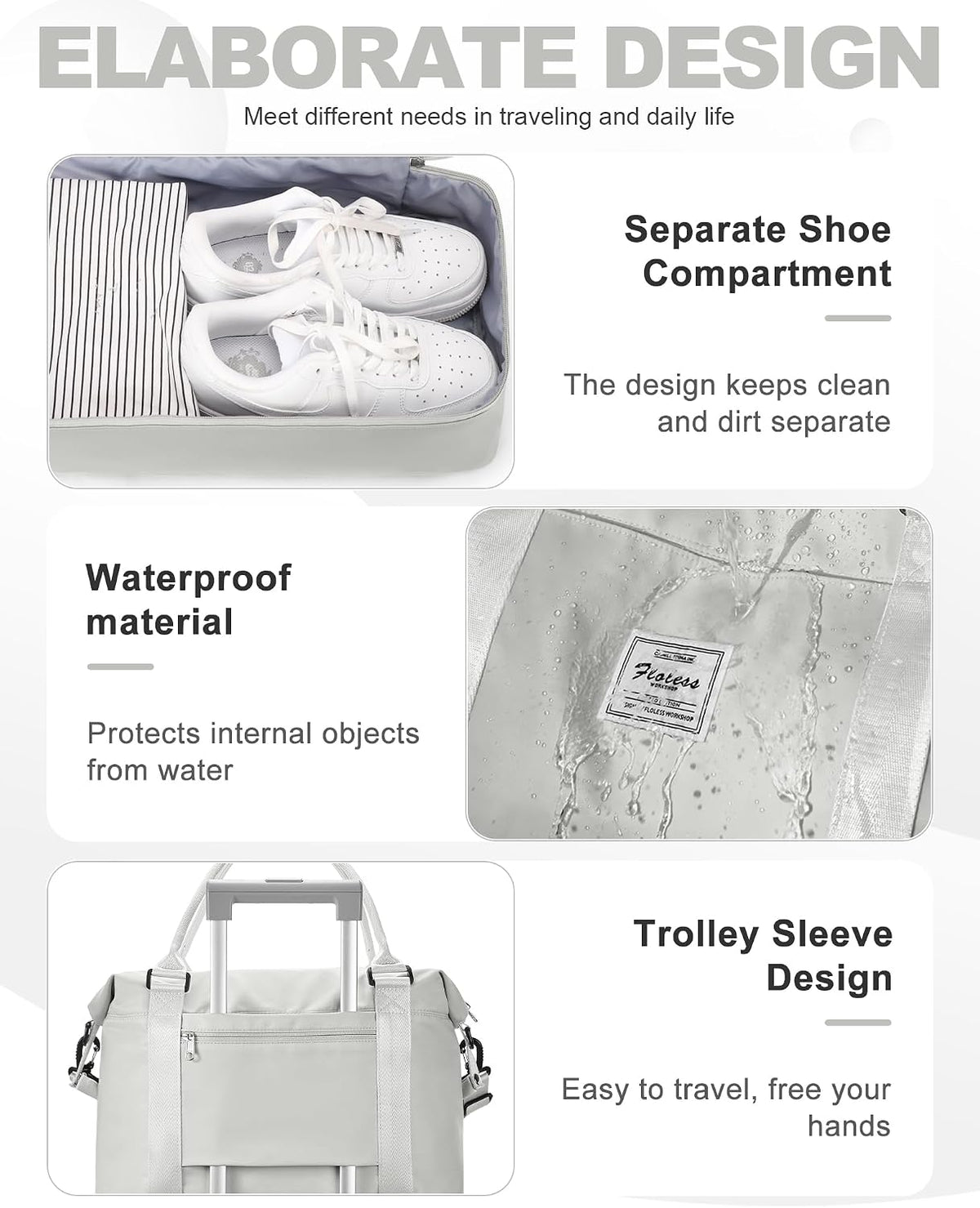 Travel Duffel Weekender Bag Women Tote Carry On Bags With Shoe Compartment - Colors A