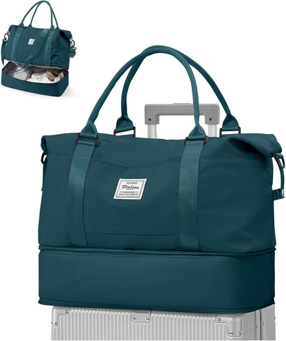 Travel Duffel Weekender Bag Women Tote Carry On Bags With Shoe Compartment - Colors A