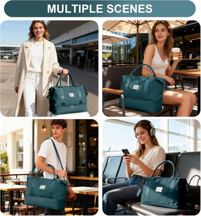 Travel Duffel Weekender Bag Women Tote Carry On Bags With Shoe Compartment - Colors A