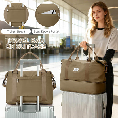 Travel Duffel Weekender Bag Women Tote Carry On Bags With Shoe Compartment - Colors A