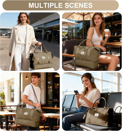 Travel Duffel Weekender Bag Women Tote Carry On Bags With Shoe Compartment - Colors A