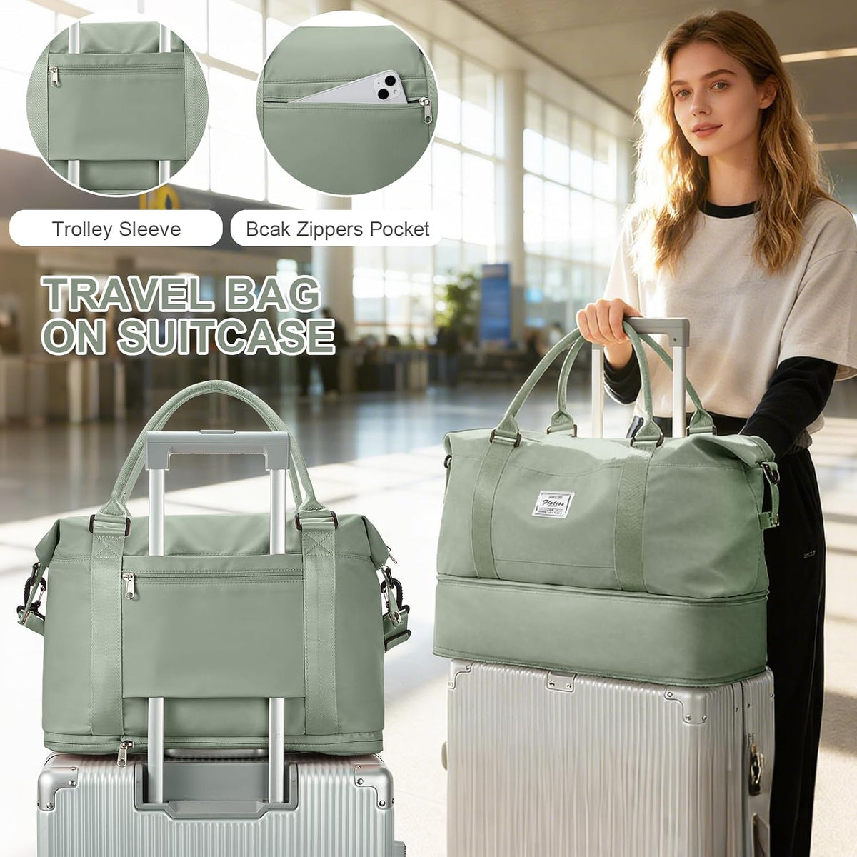 Travel Duffel Weekender Bag Women Tote Carry On Bags With Shoe Compartment - Colors A
