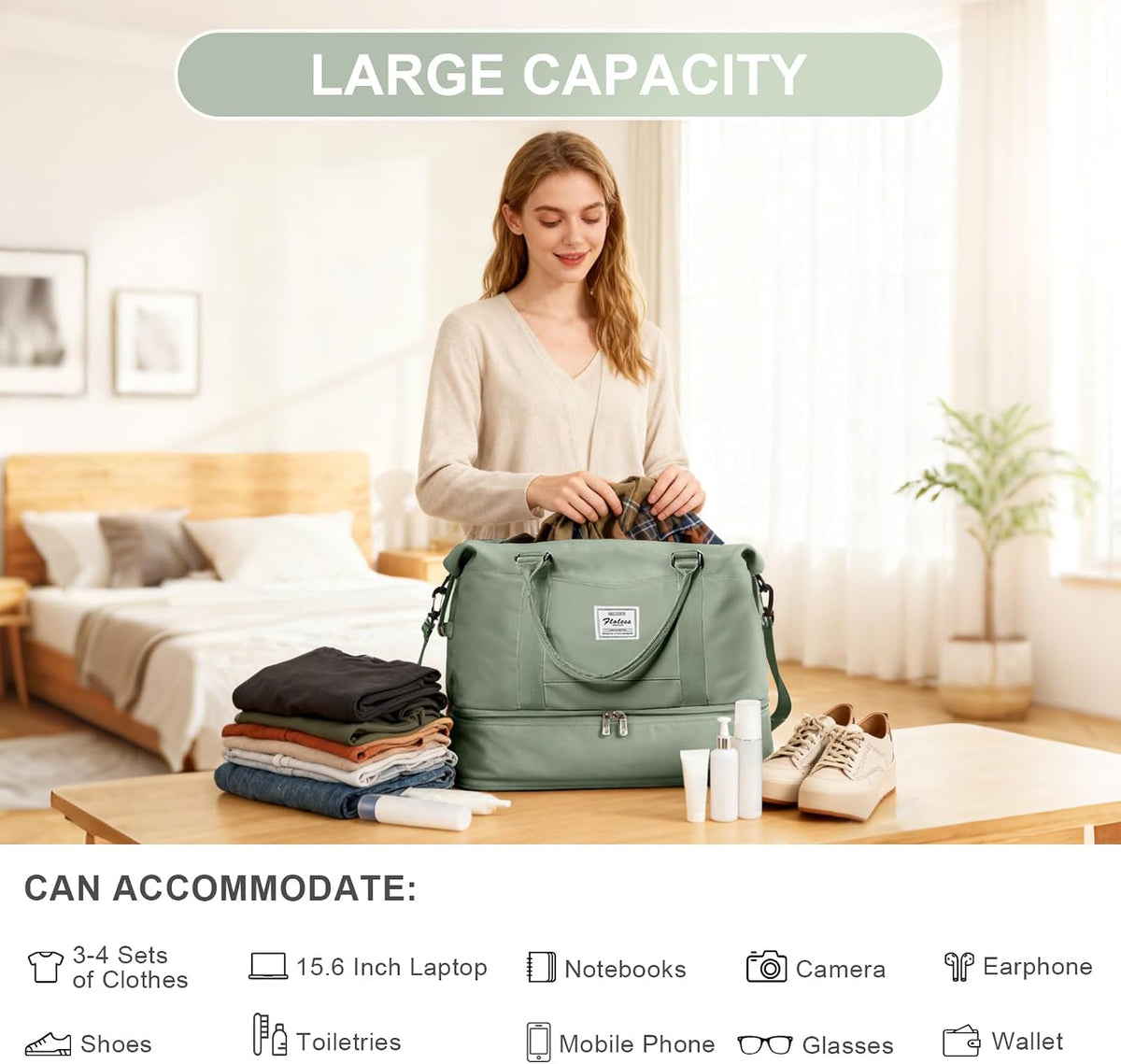 Travel Duffel Weekender Bag Women Tote Carry On Bags With Shoe Compartment - Colors A