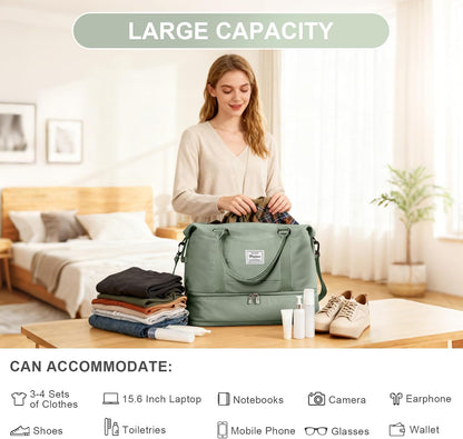 Travel Duffel Weekender Bag Women Tote Carry On Bags With Shoe Compartment - Colors A