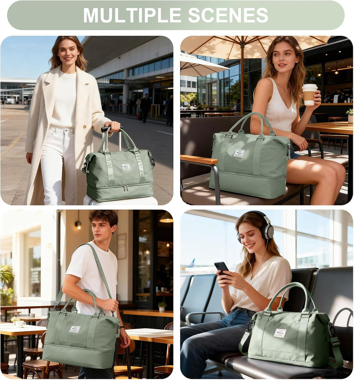 Travel Duffel Weekender Bag Women Tote Carry On Bags With Shoe Compartment - Colors A